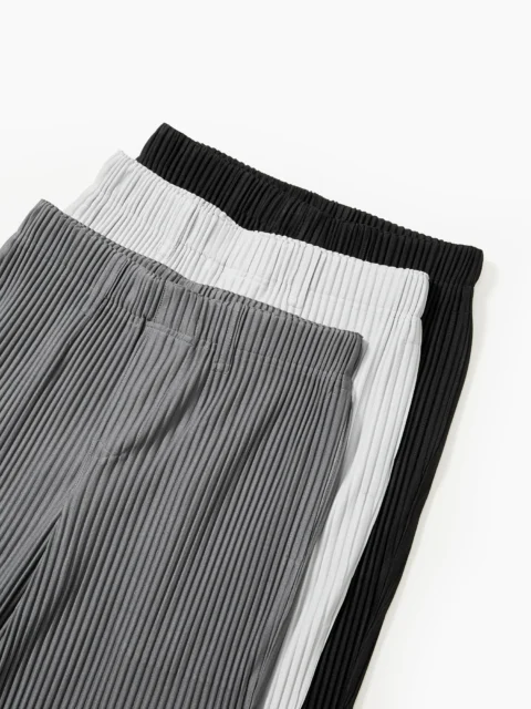 Miyake Pleated Men Wide-Leg Casual Trousers
