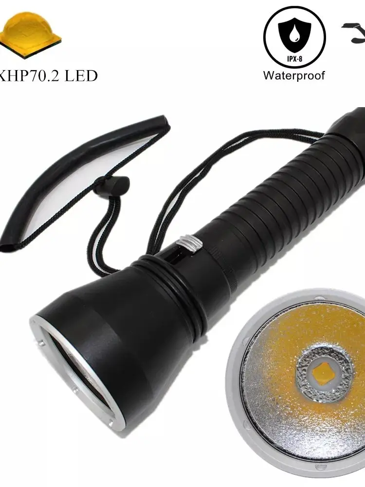 XHP70.2 LED Diving Flashlight — Yellow Waterproof Dive Torch