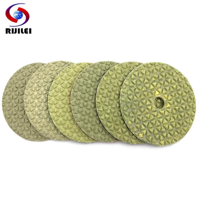 RIJILEI 6pc 100mm Dry Stone Polishing Pads