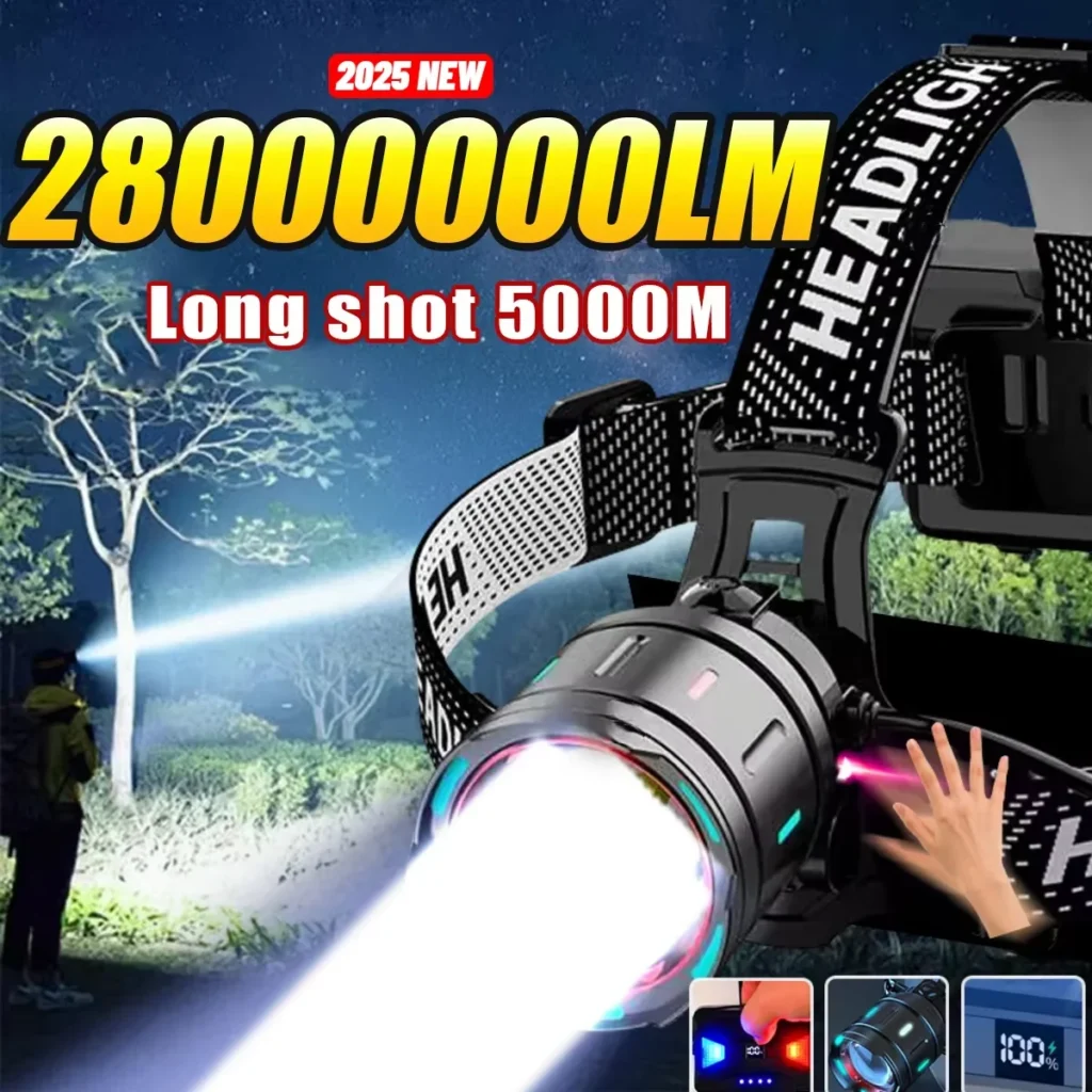 2025 Powerful 800W LED IR Sensor Rechargeable Headlamp