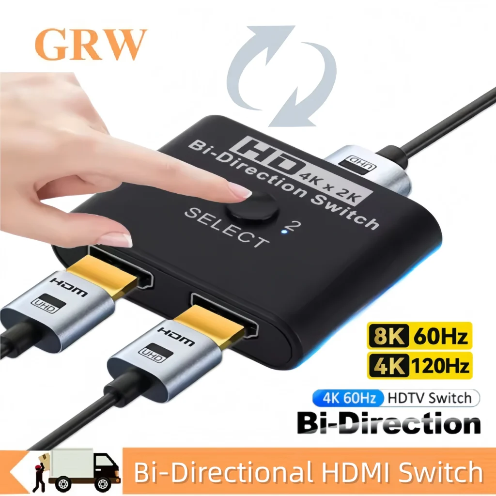 8K 60Hz HDMI Switch Splitter Bi-Direction 1x2/2x1