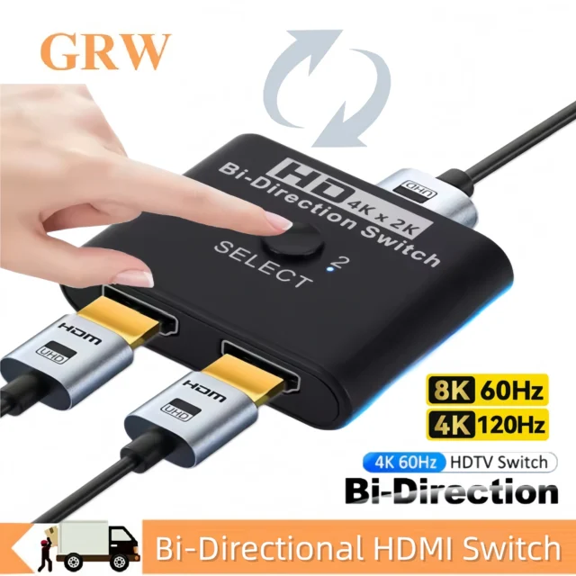8K 60Hz HDMI Switch Splitter Bi-Direction 1x2/2x1