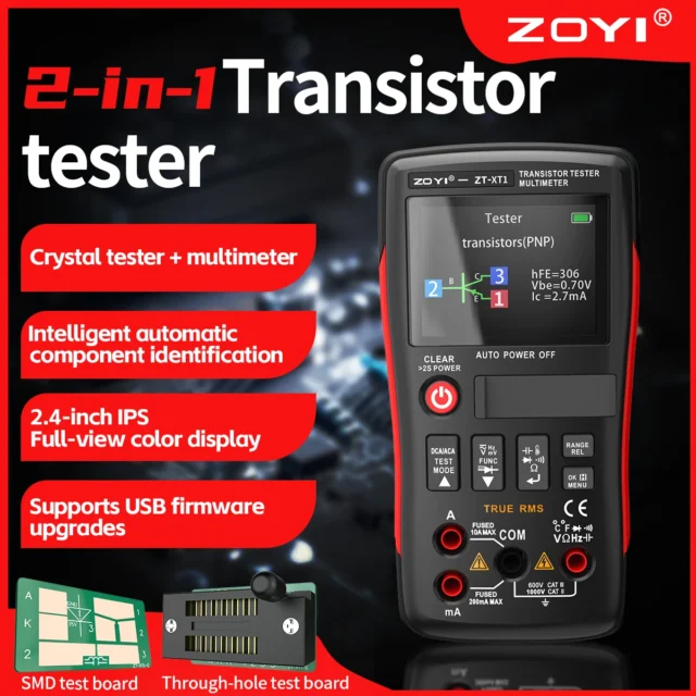 ZOYI ZT-XT1 2-in-1 True RMS Multimeter & Transistor Tester