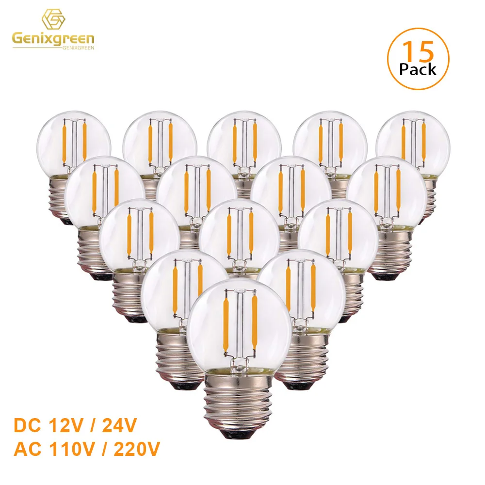 15pcs Vintage Dimmable E27 G40 LED Globe Light Bulbs