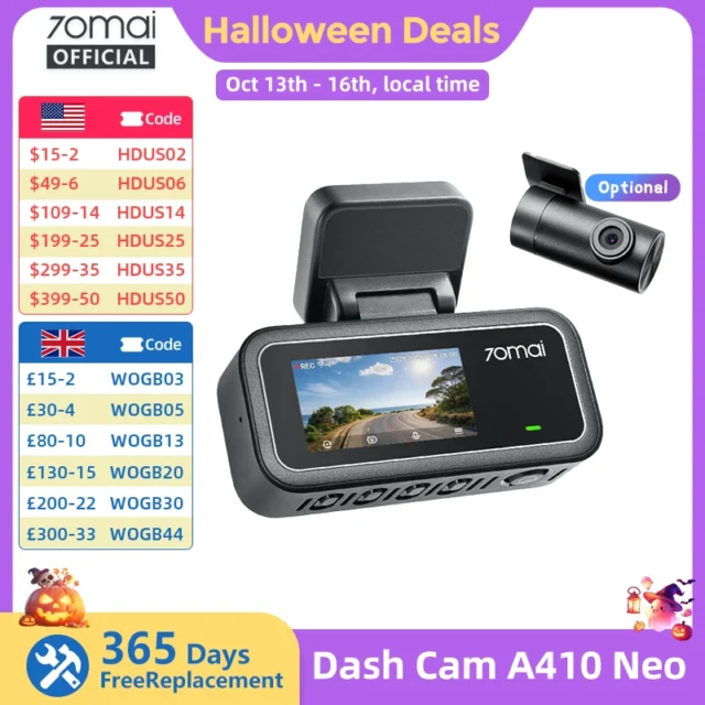 70mai A410 Neo Dash Cam — Dual-Channel with Built-in GPS