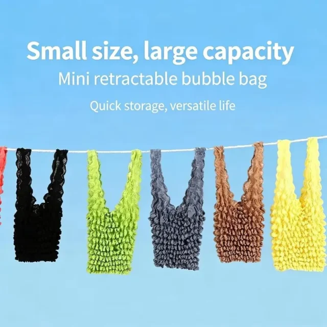 Expandable Pleated Stretch Mini Shopping Bag, Portable