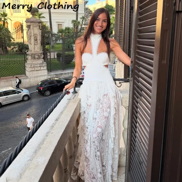 Sexy Lace Patchwork Hollow Out Sleeveless Long Dress