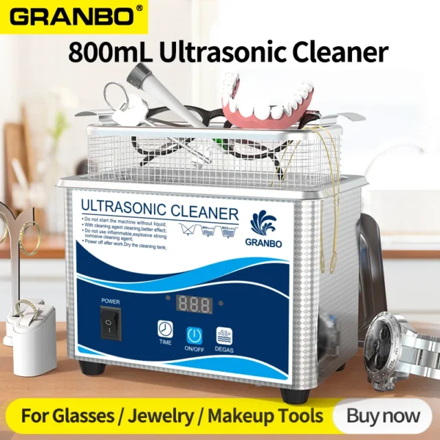 800ml Digital Ultrasonic Cleaner with Stainless Steel Bath