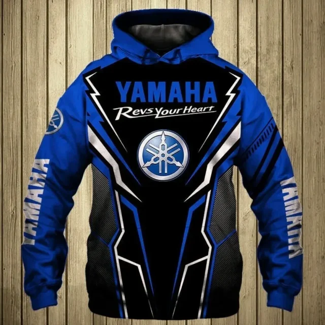 Yamaha men's 3D printed motorcycle hooded pullover