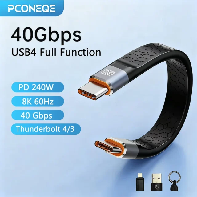 PCONEQE USB4 keychain C-to-C cable with OTG converter
