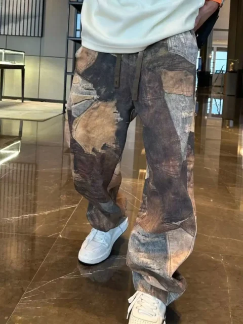 2025 Retro Color Block Oversize Tapered Casual Pants