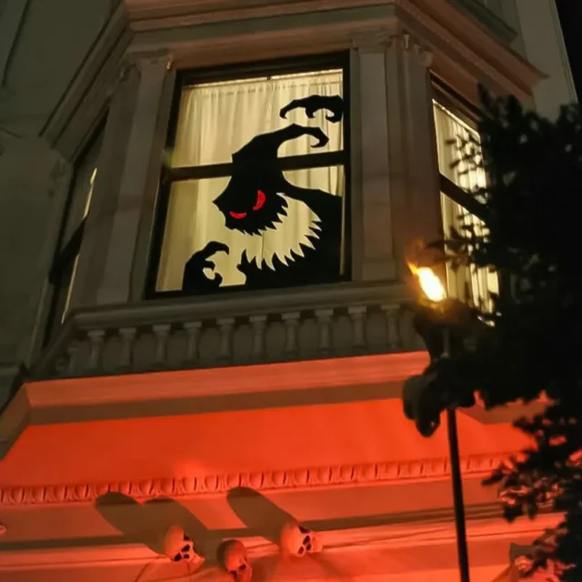 Halloween Door & Window Stickers — Skeleton, Pumpkin, Witch