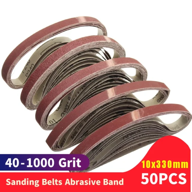 Cintas de lijado 330×10 mm, juego 50 unidades