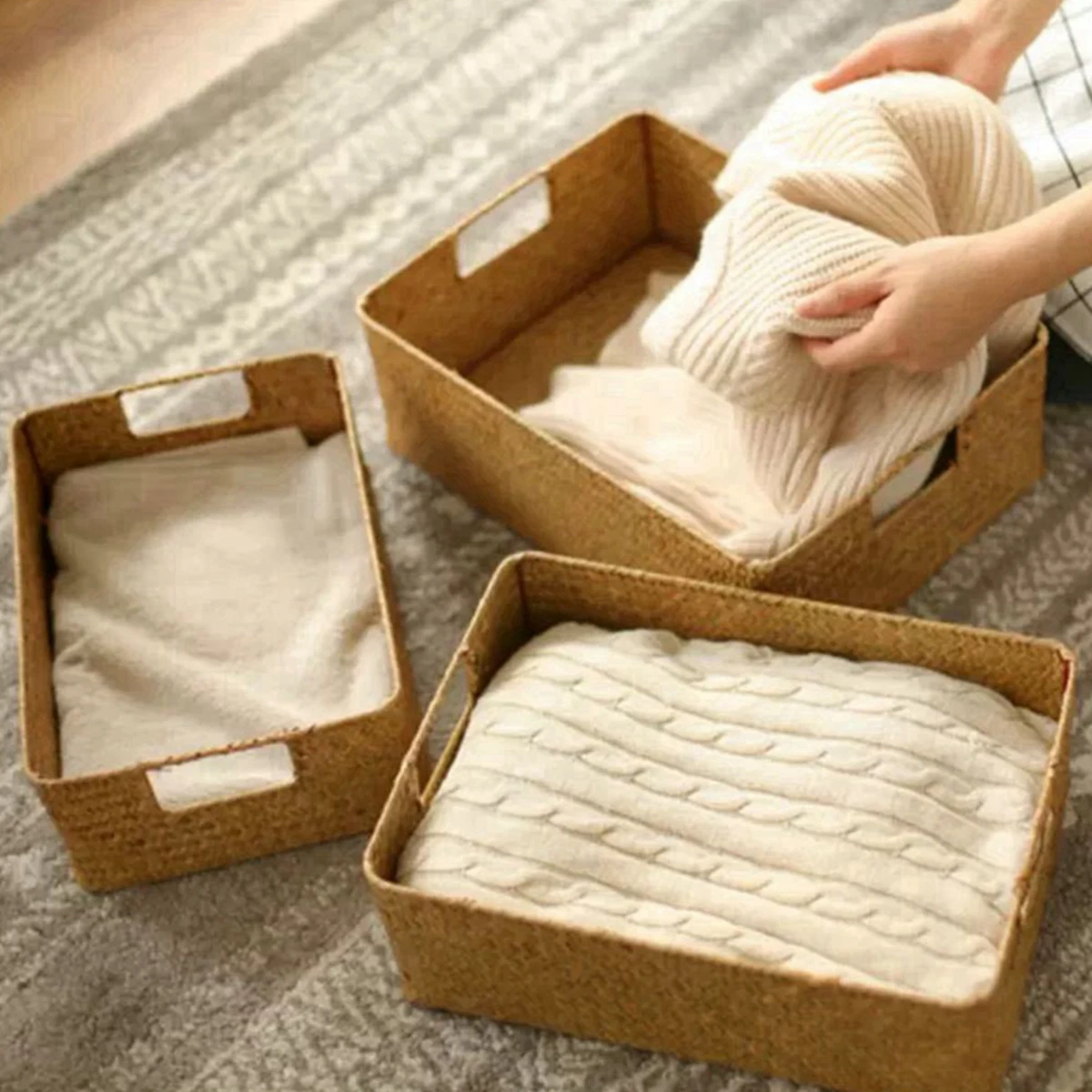 Cesta tejida de algas marinas Zerolife para mesa y almacenamiento