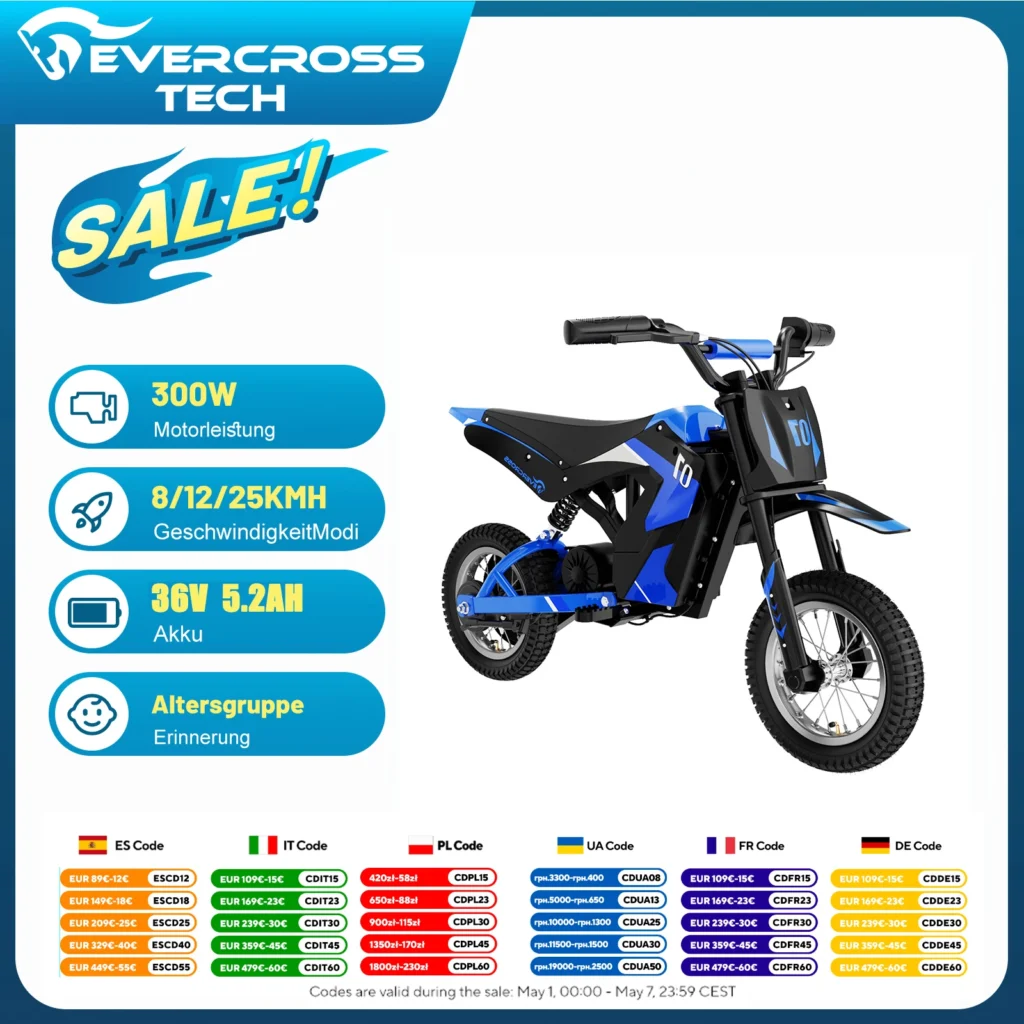 Motocicleta eléctrica infantil EVERCROSS TECH EV12M
