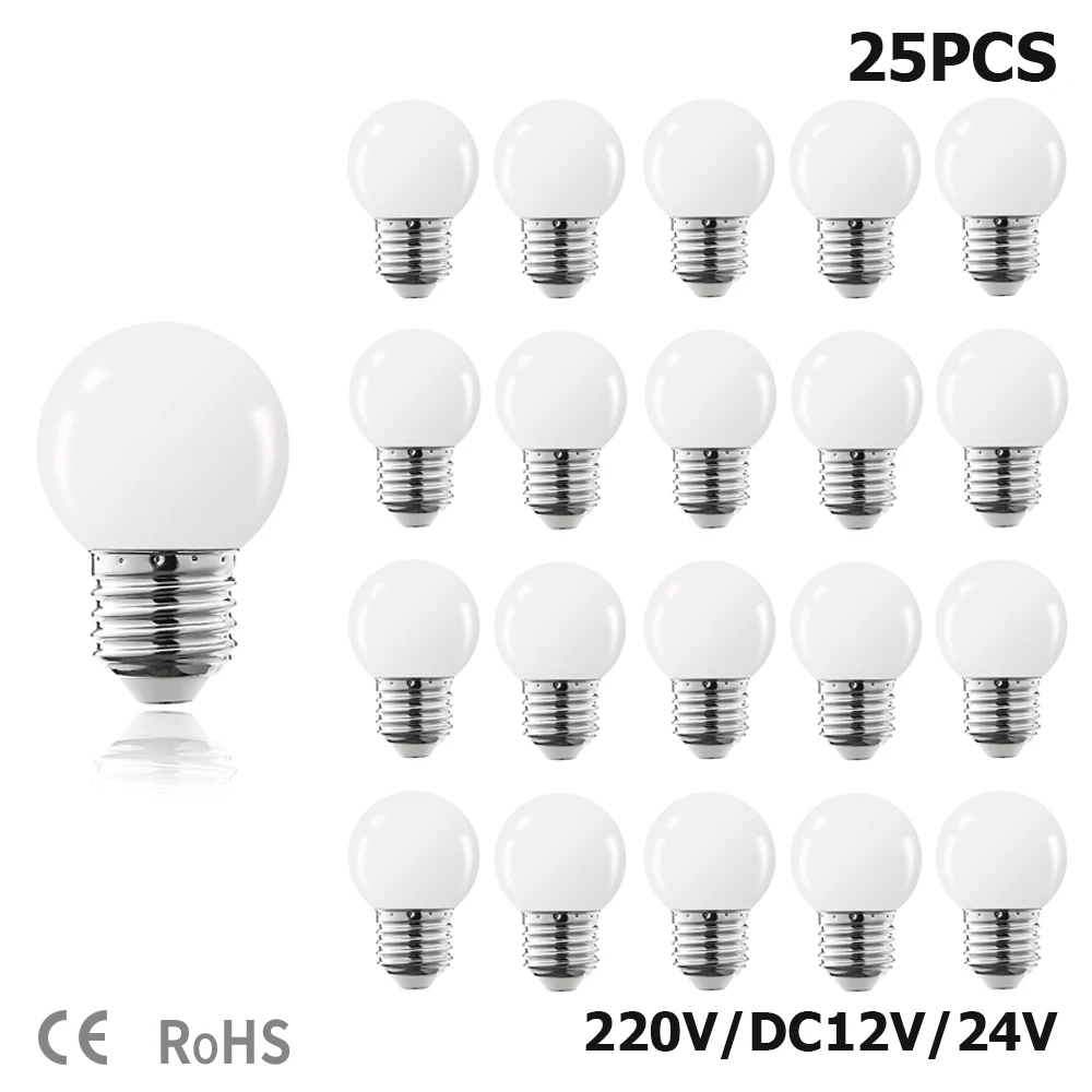 Bombilla LED globo G45 lechosa E27 (varios voltajes)