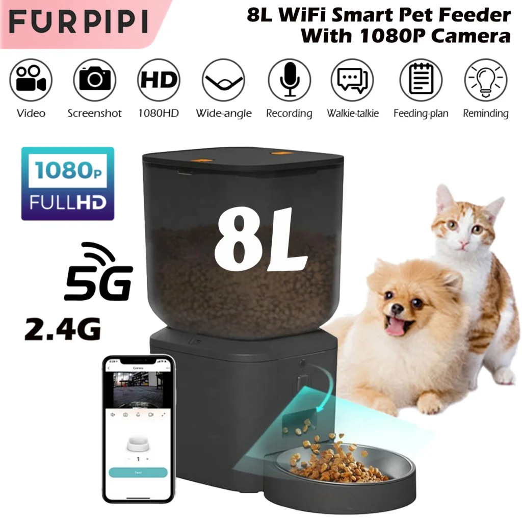 Comedero automático para gatos 8L con cámara 1080p