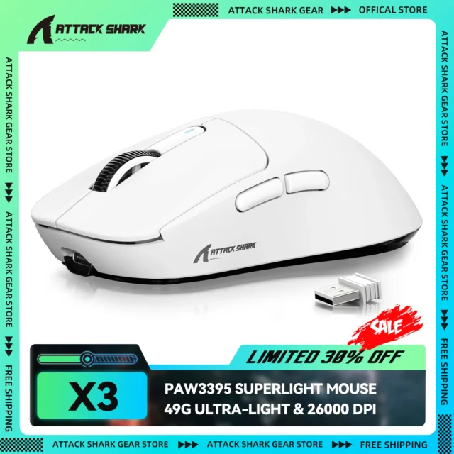 ATTACK SHARK X3 Ratón inalámbrico gaming ultraligero