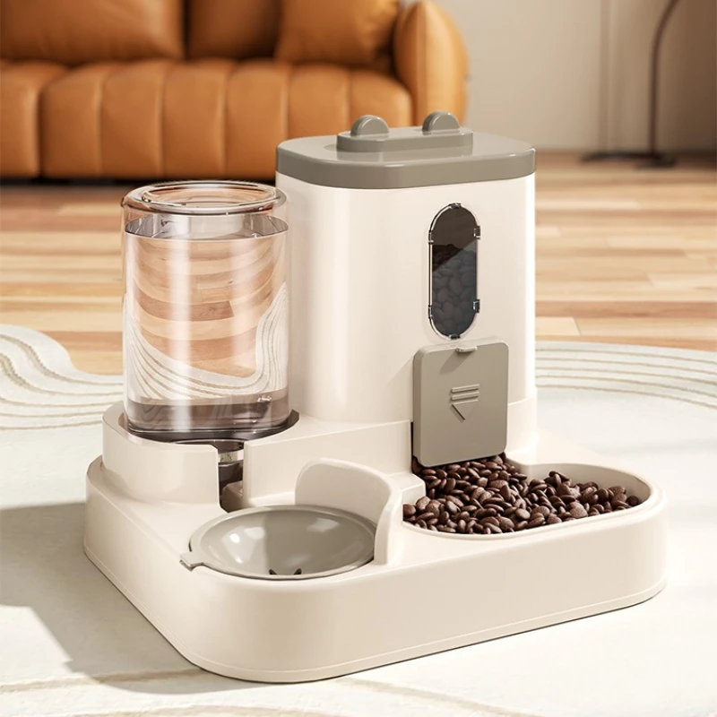 Comedero automático antiderrames con fuente de agua para mascotas