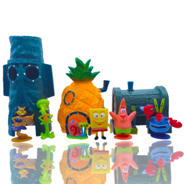 decoración pecera Bob Esponja - Decoración de pecera Bob Esponja - Casa piña, 6 uds
