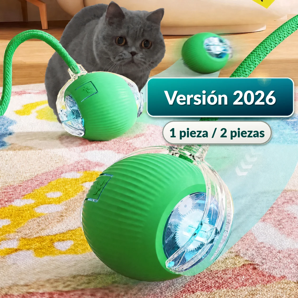 Pelota automática rodante recargable para gatos