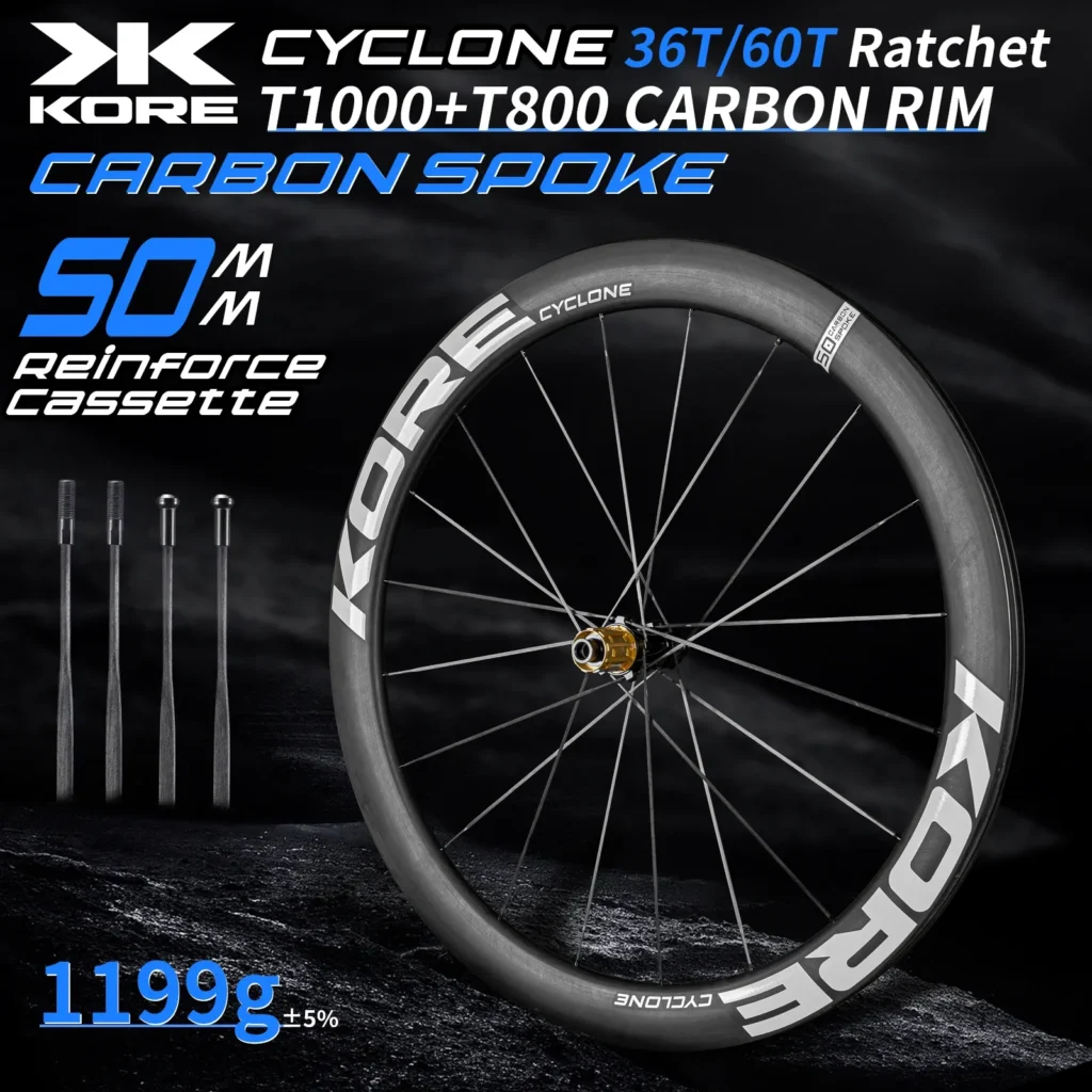 Juego de ruedas de carbono KORE 50 mm para carretera