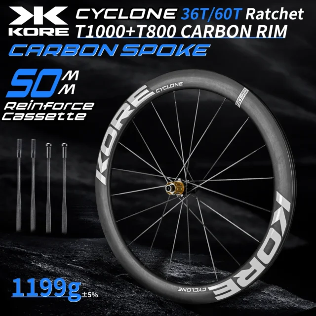 Juego de ruedas de carbono KORE 50 mm para carretera