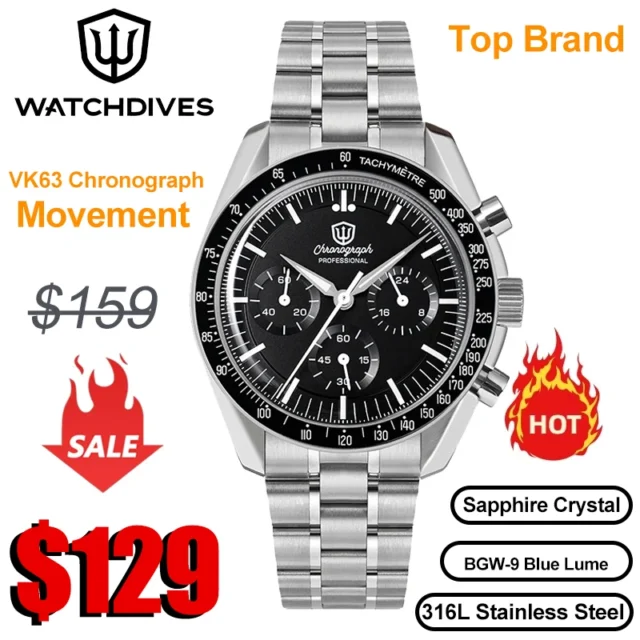 Watchdives Wd1863 reloj de cuarzo con cronógrafo y zafiro 39mm