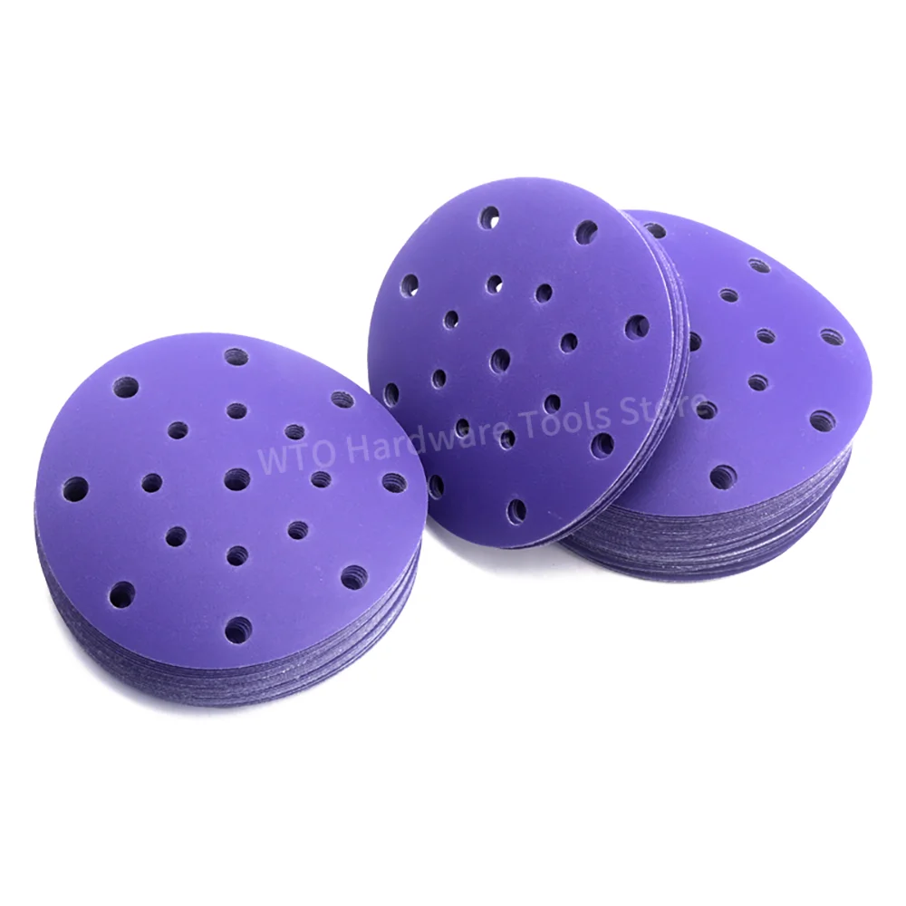 50 discos de lijado 150 mm con 17 agujeros - gancho y bucle