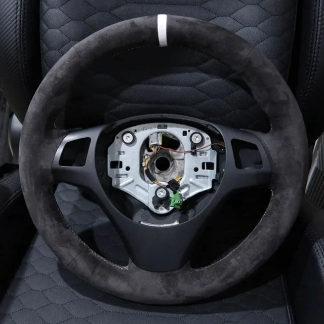 Funda trenzada para volante — cuero de gamuza antideslizante