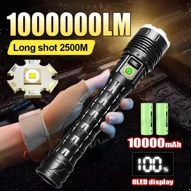 Linterna LED recargable 10000mAh de largo alcance
