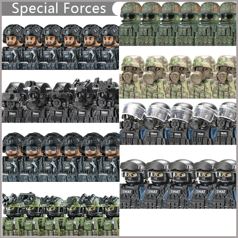 Bloques de construcción Fuerzas Especiales con figuras SWAT