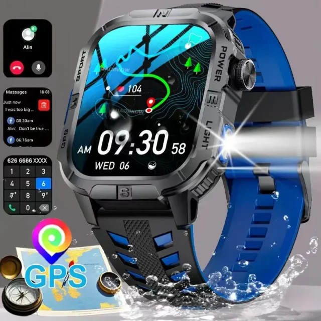 reloj inteligente militar - Reloj inteligente militar 2026 con GPS e IP68