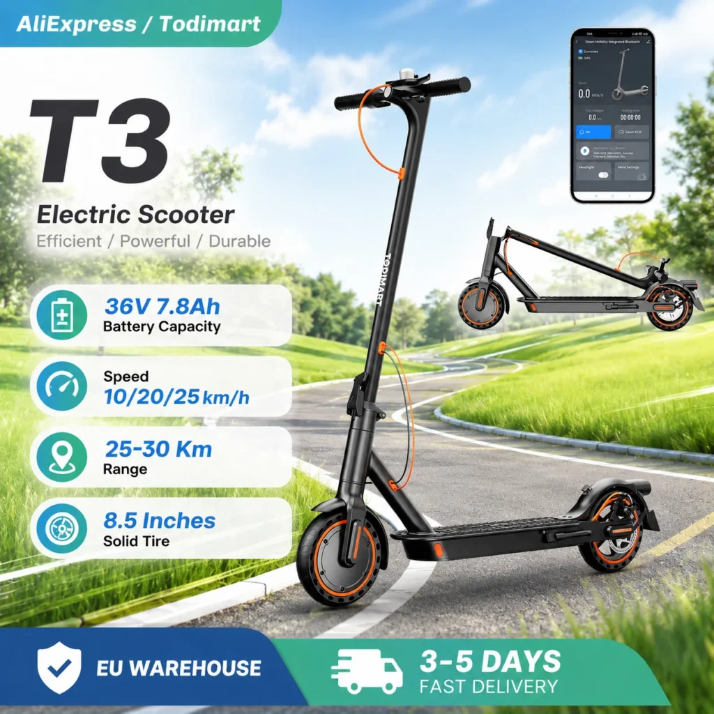 TODIMART T3 patinete eléctrico plegable para adultos