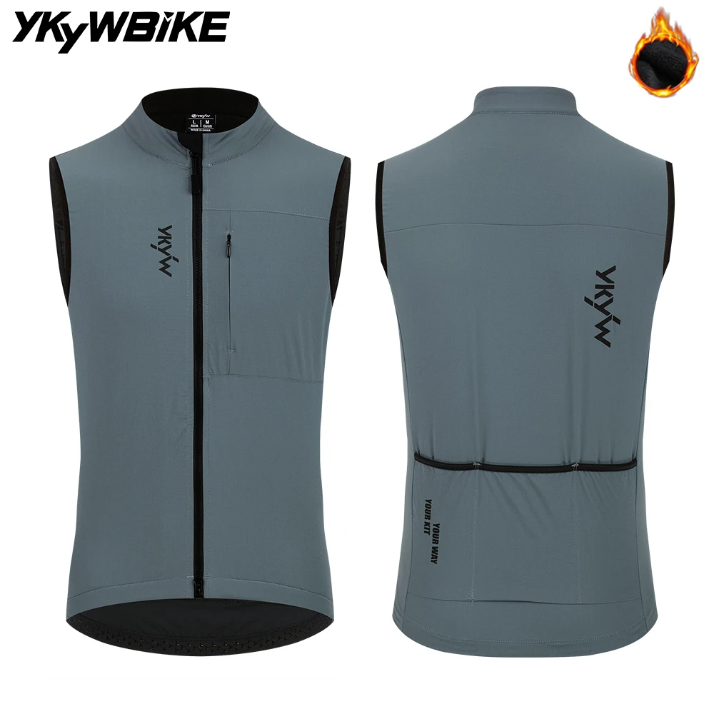 Chaleco de ciclismo térmico YKYWBIKE sin mangas, cortavientos
