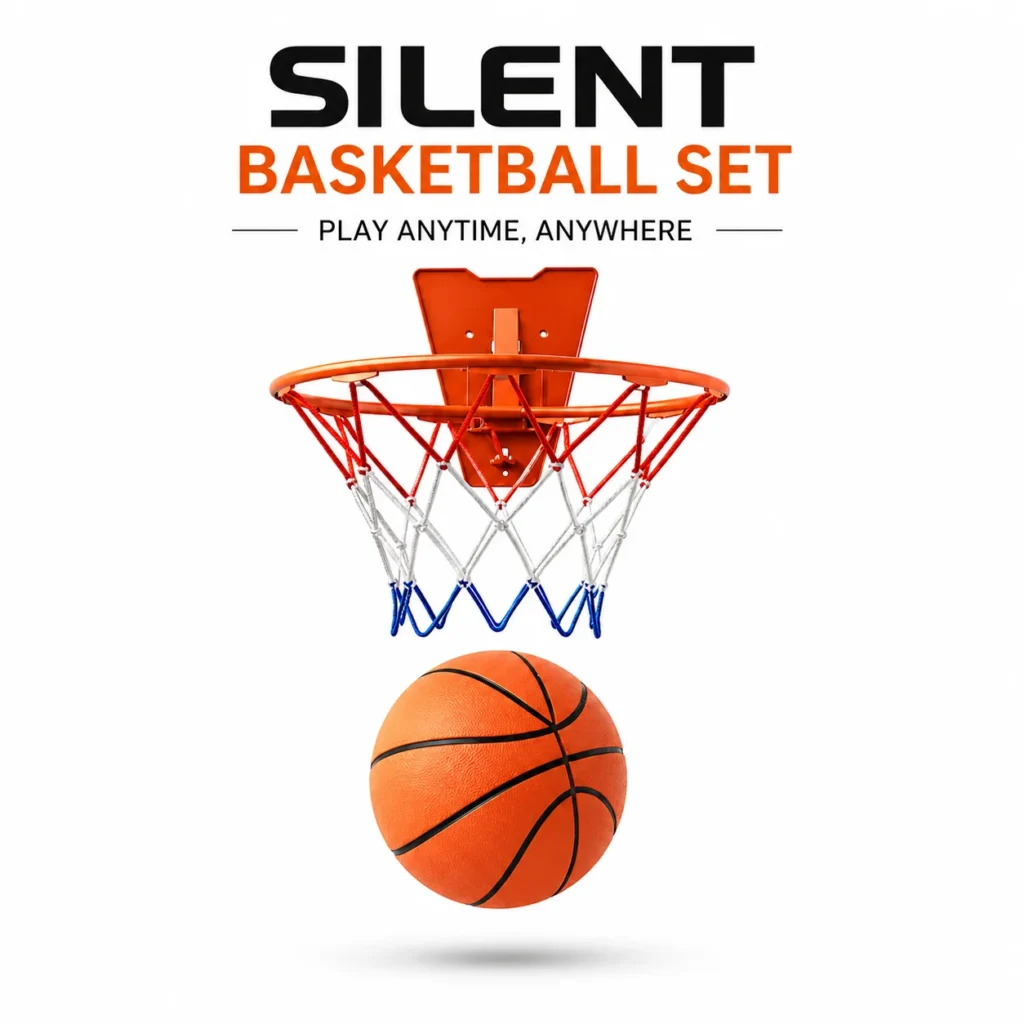 Aro de baloncesto silencioso con balón de espuma para interiores