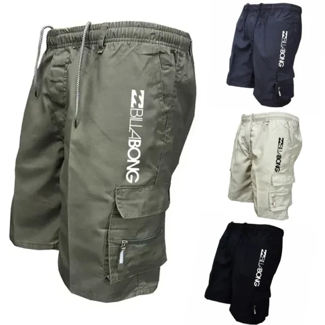pantalones cortos deportivos hombre - Pantalones cortos deportivos holgados con múltiples bolsillos