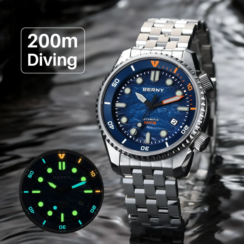 Reloj de buceo automático BERNY con zafiro y 316L