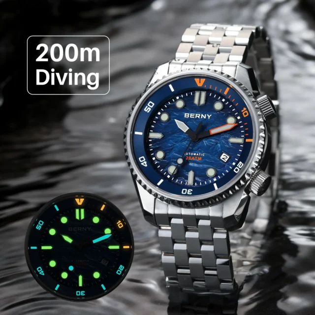 Reloj de buceo automático BERNY con zafiro y 316L