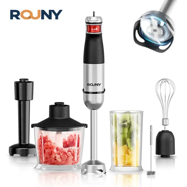 batidora de mano 1500W - Batidora de Mano 6 en 1 con 1500W y cuchillas de acero