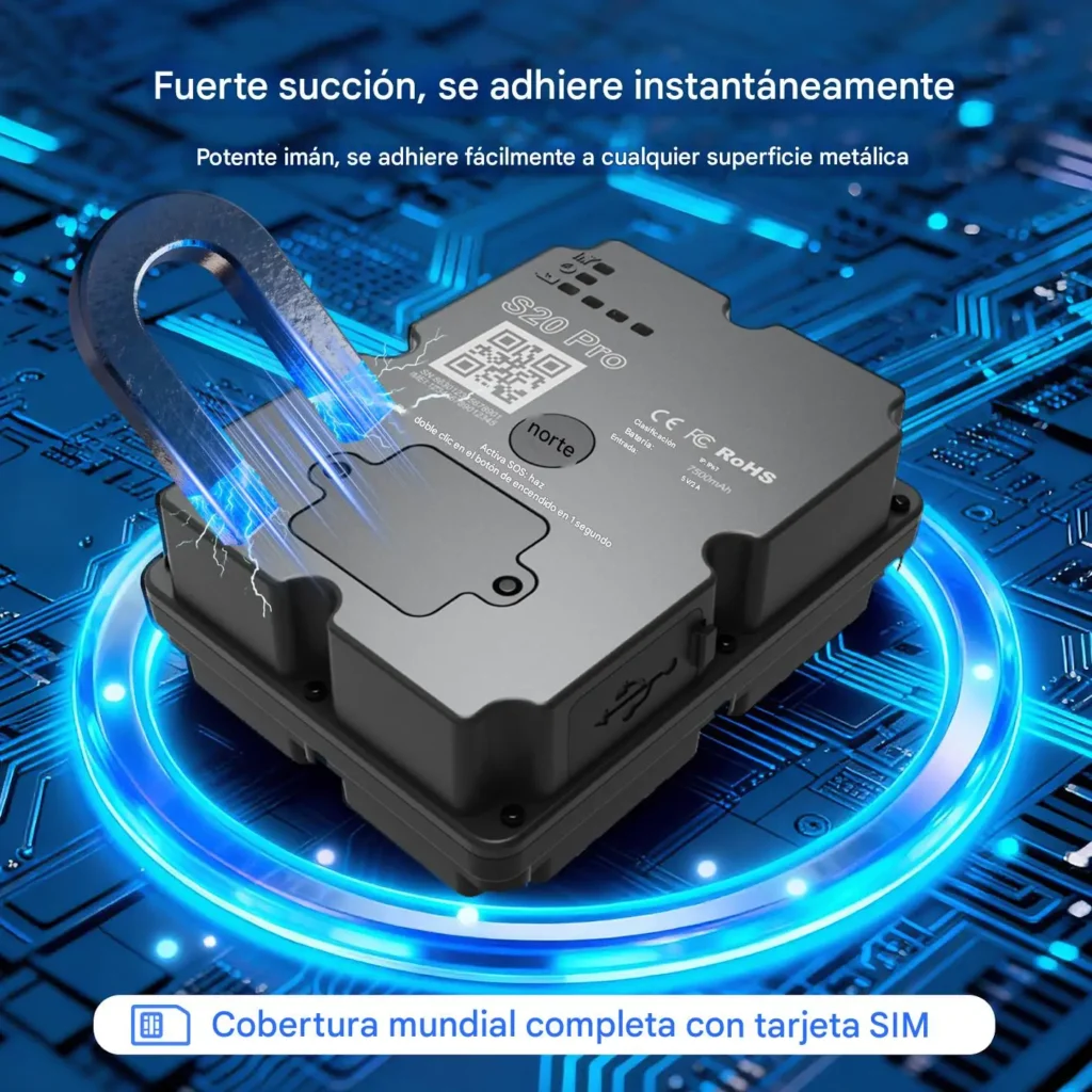 Wanway Rastreador GPS magnético 4G LTE con batería 7500 mAh