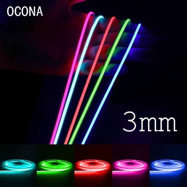 tira LED COB 3mm - Tira LED COB ultrafina 3mm DC 12V colorida para decoración