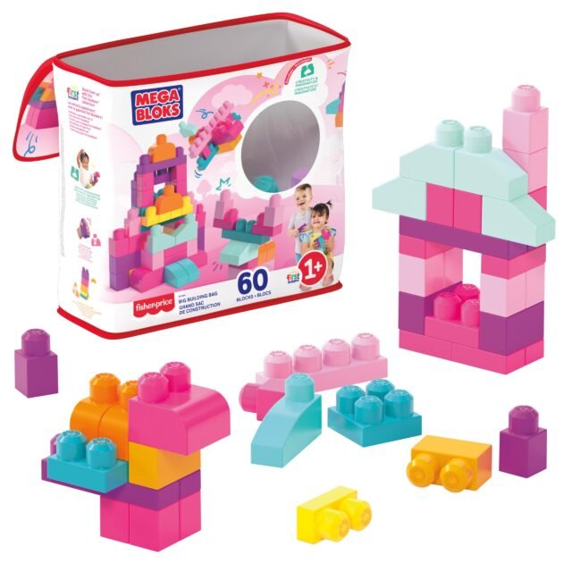 Mega BLOKS First Builders Bolsa Grande de Bloques Rosa