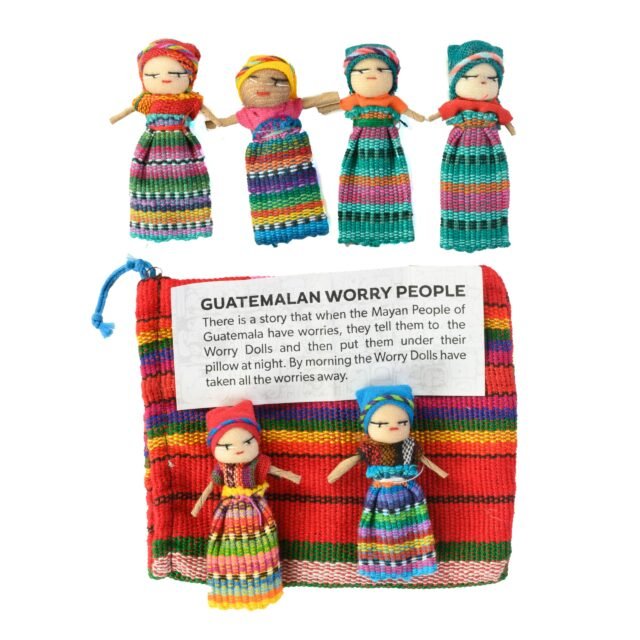 6 Muñecos Quitapenas con Bolsa - Comercio Justo de Guatemala