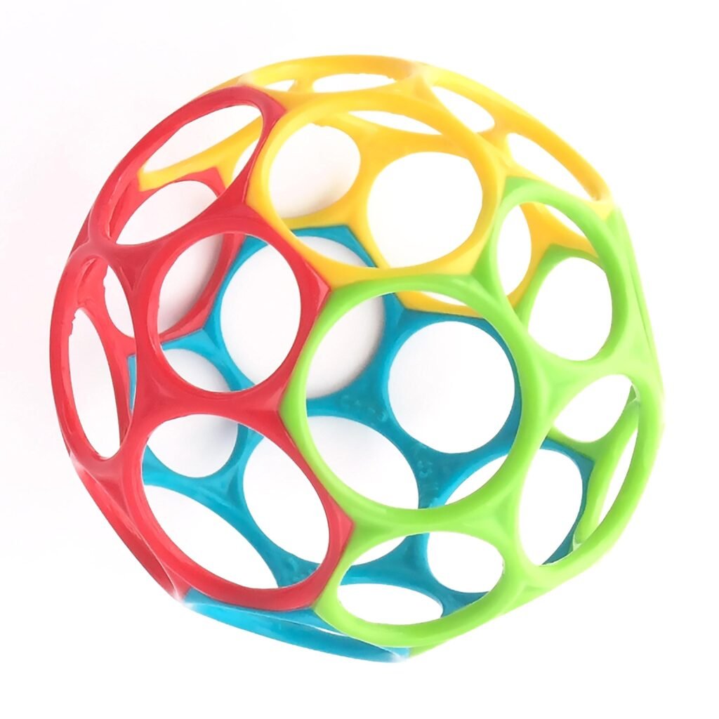 Bright Starts, Pelota Clásica Oball de Fácil Agarre, Libre de BPA, Rojo, Amarillo, Verde