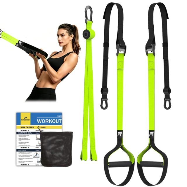 RHINOSPORT Juego de Entrenamiento de suspensión con Anclaje para Puerta Ajustable para