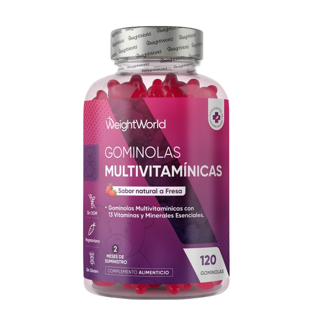 Gominolas Multivitaminas y Minerales 120 Gomitas Sabor Fresa para 2 Meses