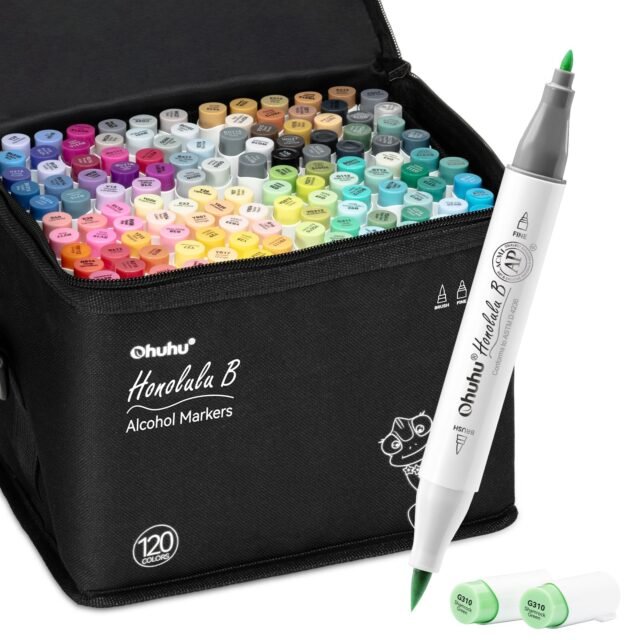 Ohuhu Rotuladores Pincel 120 Pincel & Fino con Mezclador para Arte