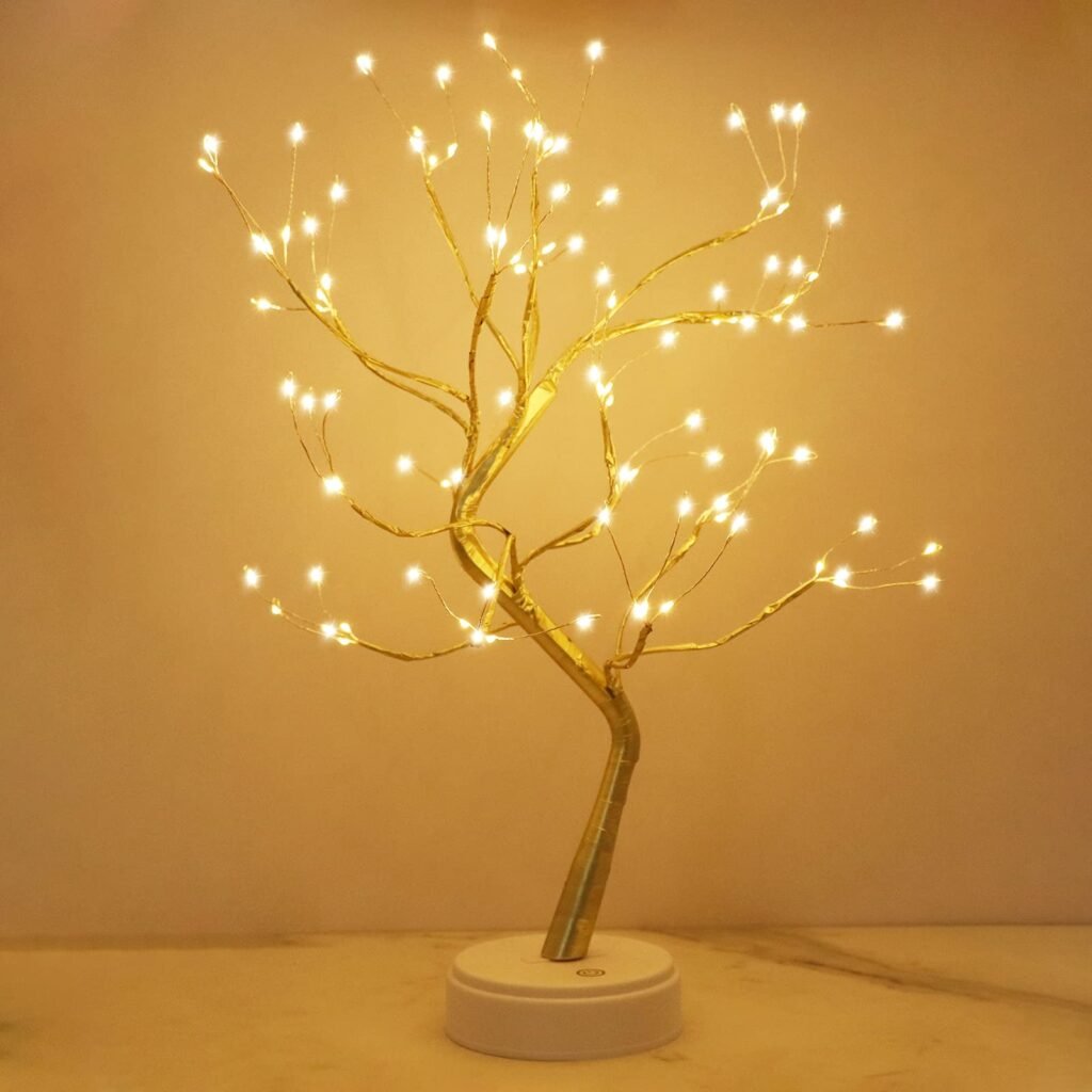 Kinamy Arbol LED Decorativo, Lámpara de Mesita de Decoración con 108 Luces