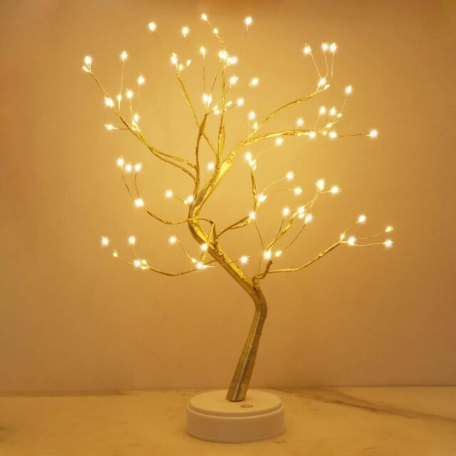 Kinamy Arbol LED Decorativo, Lámpara de Mesita de Decoración con 108 Luces